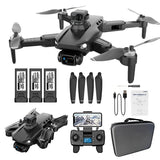 4K FPV quadcopter drone with dual camera, four propellers, controller and batteries