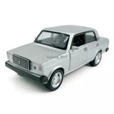 1:32 Lada VAZ diecast model car, silver front 3/4 view with grille and headlights