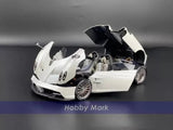 White diecast convertible supercar, open-top front view