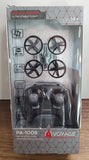 Palm-size high-performance drone with four propellers, silver body and controller