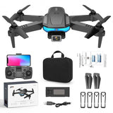 Mini quadcopter drone with built-in camera, black body, with controller and carry case