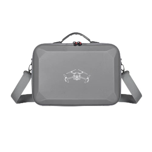 Hard carrying case with handle and shoulder strap, grey with drone outline