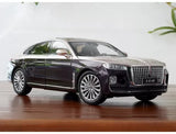 Purple diecast sedan model car, chrome grille and front headlight detail