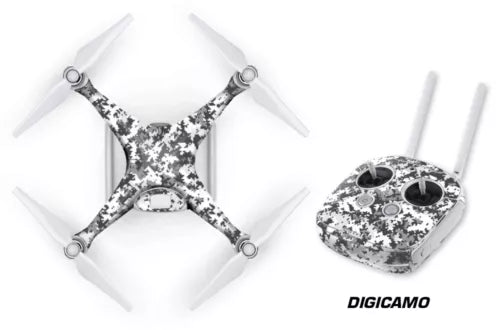 Camouflage drone wrap decal sticker set for quadcopter and remote controller, black and white