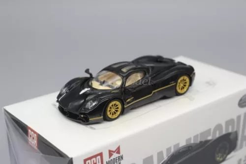 1/64 Pagani Utopia diecast toy car, dark black with gold wheels