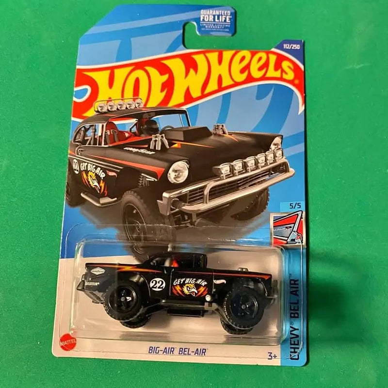 Hot Wheels diecast Big-Air Bel Air car in blister pack, black and silver details