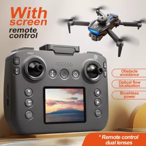 RC drone controller with built-in screen, dual joysticks and buttons