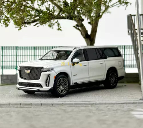 White Escalade ESV 1:64 diecast metal SUV model car with black wheels