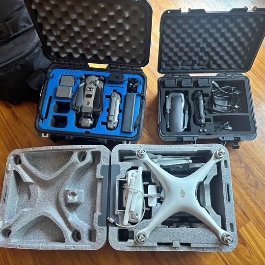 DJI Mavic drone with open hard case and foam inserts for accessories