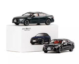 1:64 scale Audi A7L diecast metal model car in box, dark green/black
