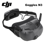 FPV headset goggles with fabric strap and front display module, dark gray and black