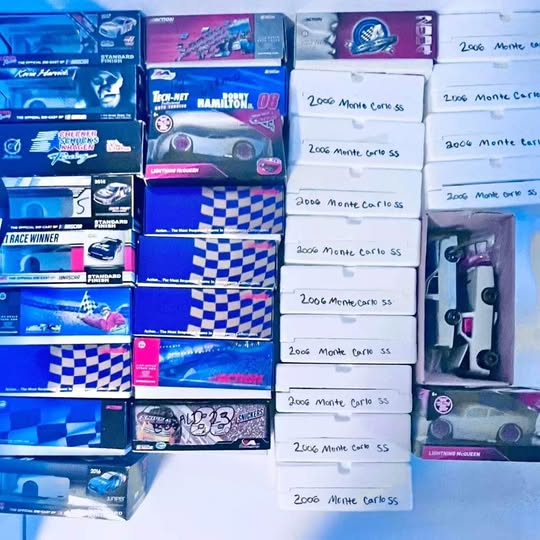 Nascar diecast car lot in blue retail boxes