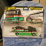 Diecast Team Transport car in clear blister, green and orange livery, Castrol 16