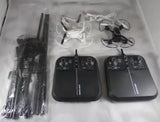 Set of 2 black drone controllers with antennas and accessory parts