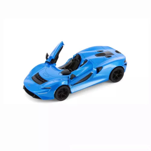 Blue 1:36 diecast sports car toy with open hood