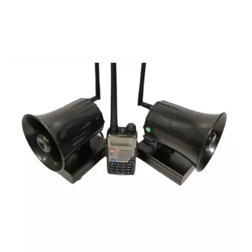 Wireless drone loudspeaker megaphones set with black speakers and control module