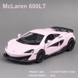 Alloy diecast sports car model toy, light pink body, black wheels and grille detail
