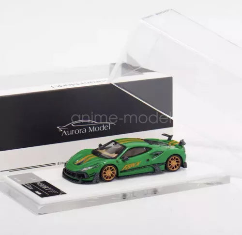 Green 1/64 scale diecast sports car model with gold wheels