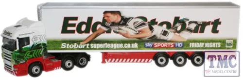 Diecast model Scania truck with Stobart Hull FC livery, multi-axle flatbed