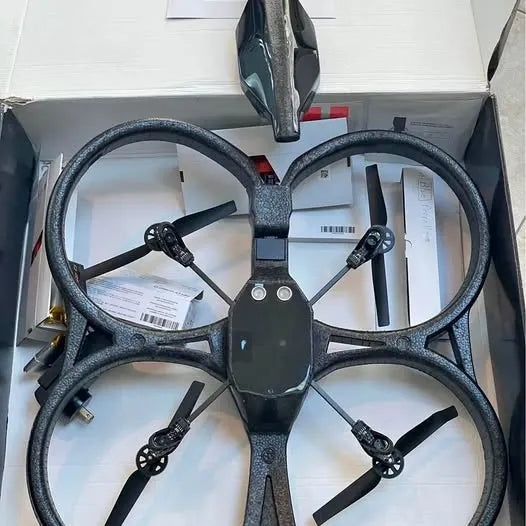 Quadcopter drone with four propellers and a central body frame