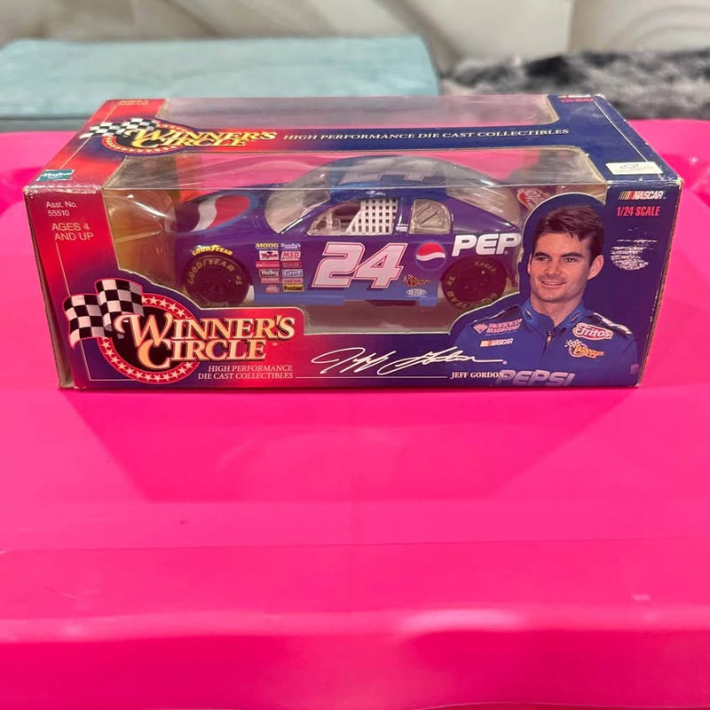 1:24 NASCAR diecast stock car replica in retail box, No. 24 Pepsi.