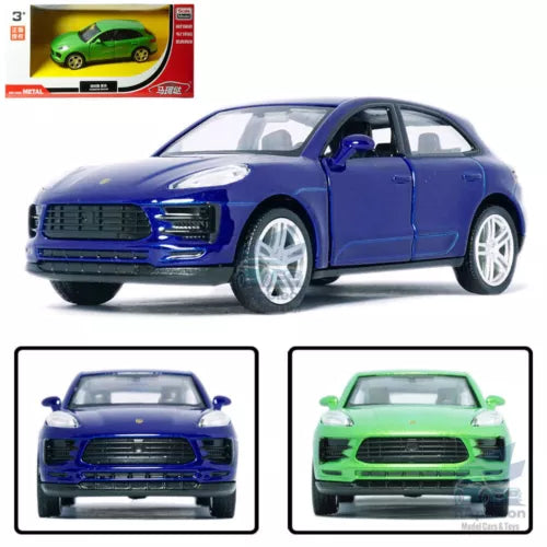 Blue alloy diecast model car toy with detailed front grille and headlights