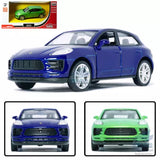 Blue alloy diecast model car toy with detailed front grille and headlights