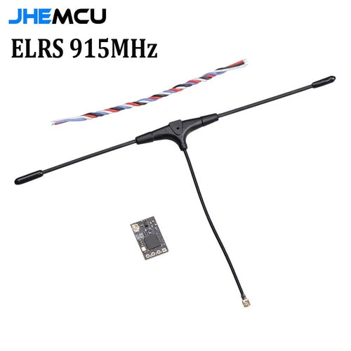 JHEMCU ELRS 915MHz long-range receiver nano with whip antennas and circuit board