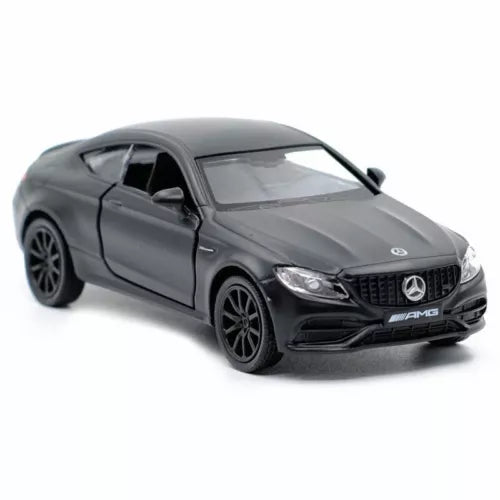 Mercedes AMG diecast model coupe, dark gray, alloy wheels