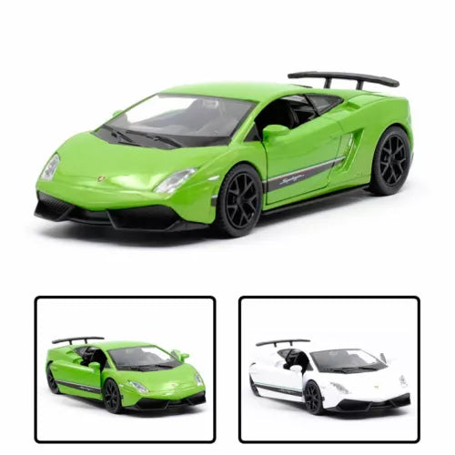 Green 1/36 diecast model car with black wheels, Lamborghini Gallardo LP570-4