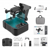 Mini RC drone kit with open case, controller, propellers, battery and cables