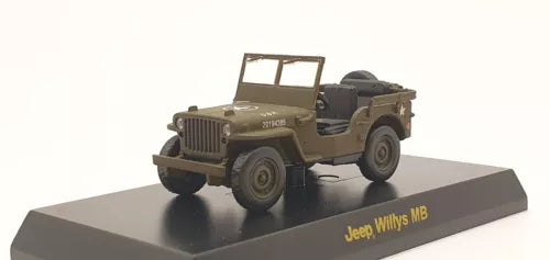Army green Jeep Willys MB diecast model car with open-top