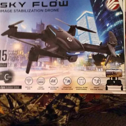 GPS drone with quad rotors and foldable arms, front view