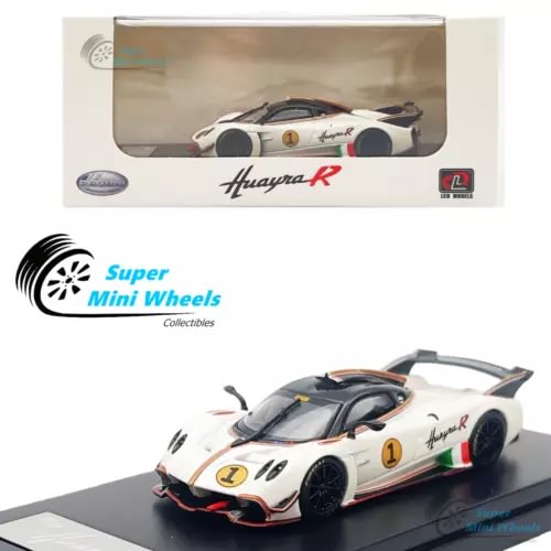 White 1:64 scale diecast race car model with black wheels and rear wing