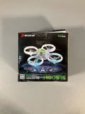 Kids RC mini rolling quadcopter drone in retail box, white propellers