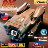 GPS brushless drone with dual cameras and obstacle avoidance, shown in 3/4 view