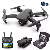 Foldable quadcopter RC drone with camera, controller screen, and carrying case
