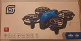 Blue quadcopter drone toy with four rotors and hand-controlled motion sensor
