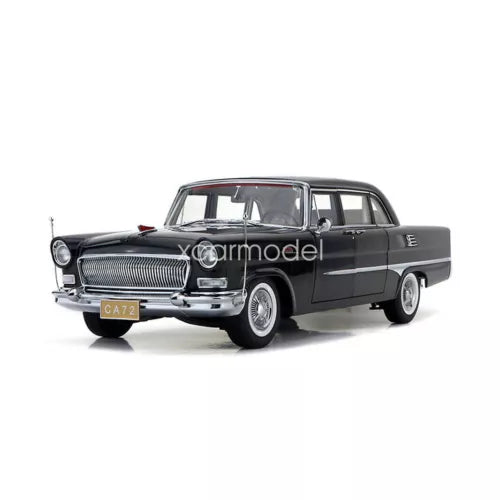 1:18 scale black diecast HongQi CA72 model car, front three-quarter view