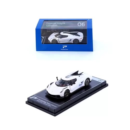 1:64 white diecast hypercar model with black base, number 06, in box