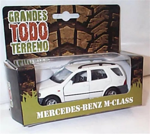 White diecast Mercedes-Benz M-Class SUV toy with front doors open