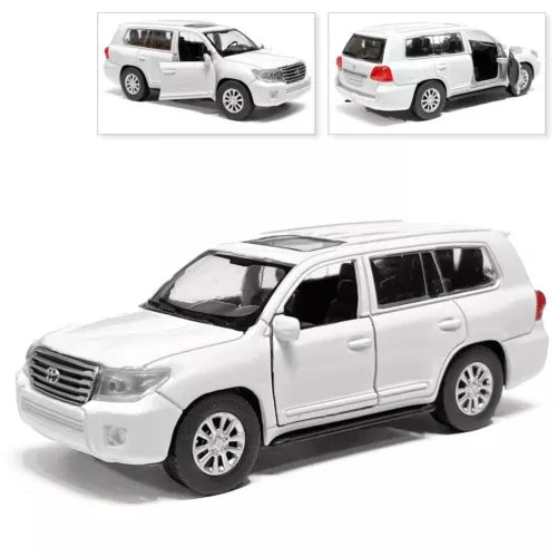 Toyota Land Cruiser diecast SUV model, white 1/36 scale toy car