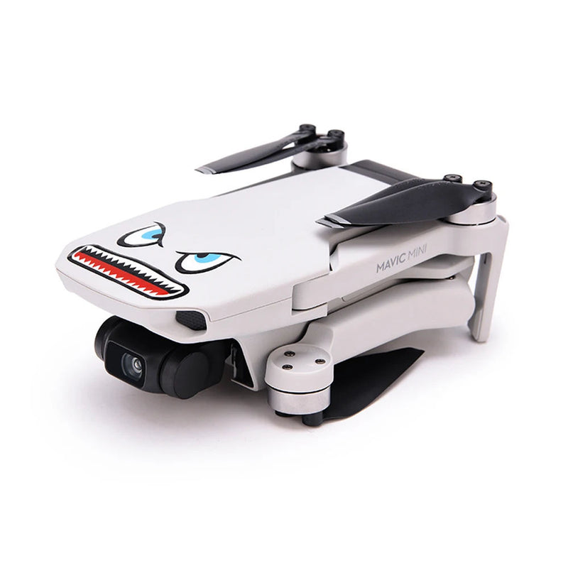Shark graphic drone body decal sticker on light top panel