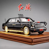 1:24 HONGQI L5 Military Parade Car Alloy Diecast Toy Car Model Sound and Light Parts