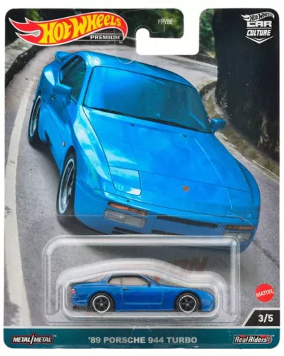 Diecast toy car: blue '89 Porsche 944 Turbo 1/64 in blister pack