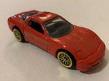 1997 Cheverlet Corvette, Diecast, 1:64, Red, Gold Rims, Vintage Hot Wheels Toy