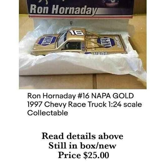 Gold #16 NAPA race truck diecast model with American flag decals, in box