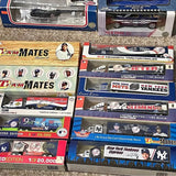 New York Yankees diecast collector trucks in boxed packaging, blue and white