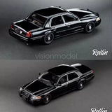 Rollin 1/64 Ford CROWN VICTORIA Police Car Black DieCast Car Model Toy