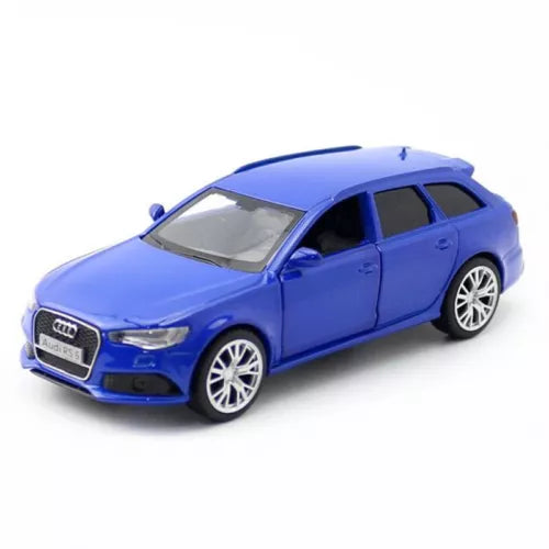 1:36 Audi RS 6 Avant diecast model car, blue wagon with silver wheels